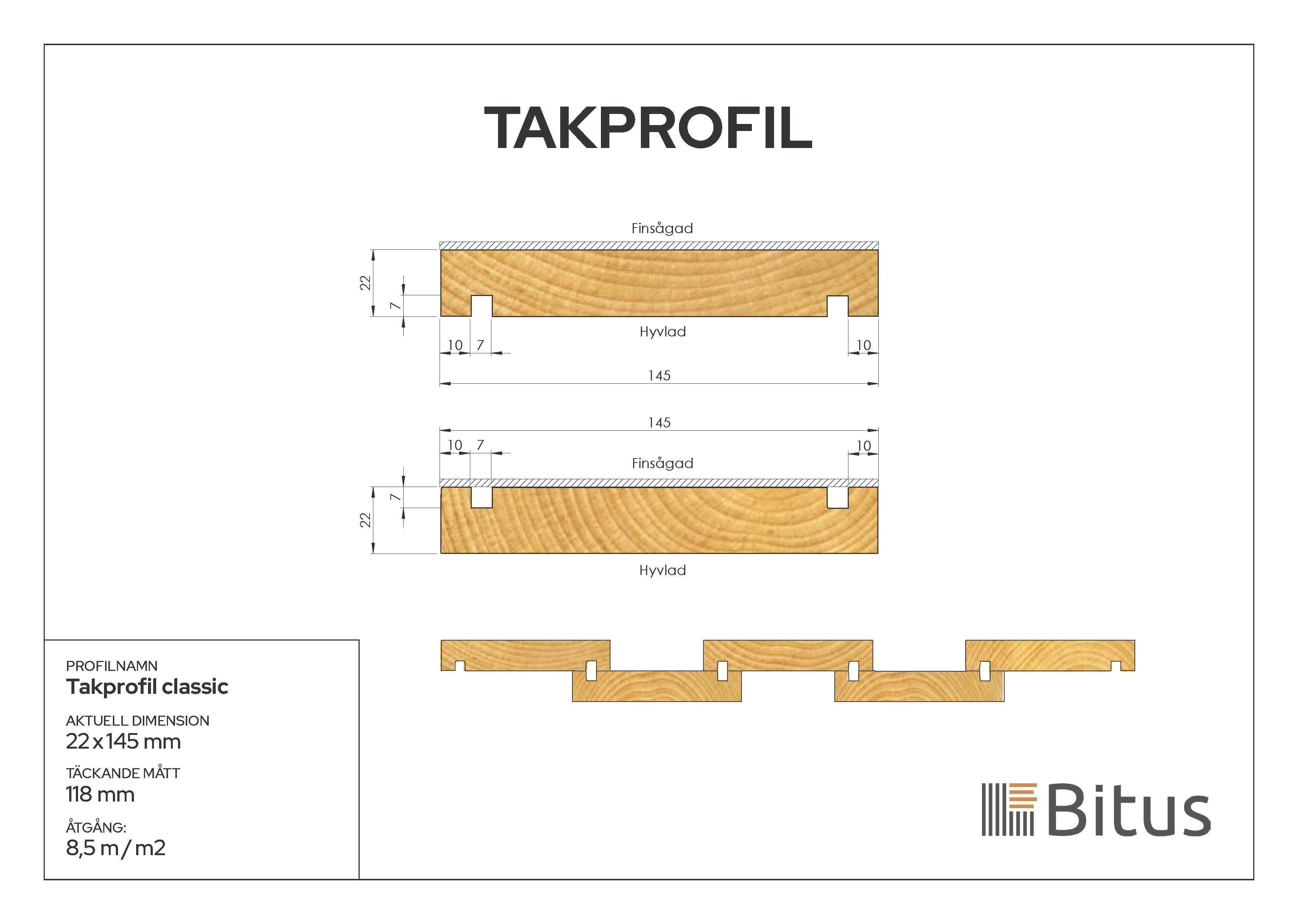 Takprofil Underbräda Linax Grå 22x145