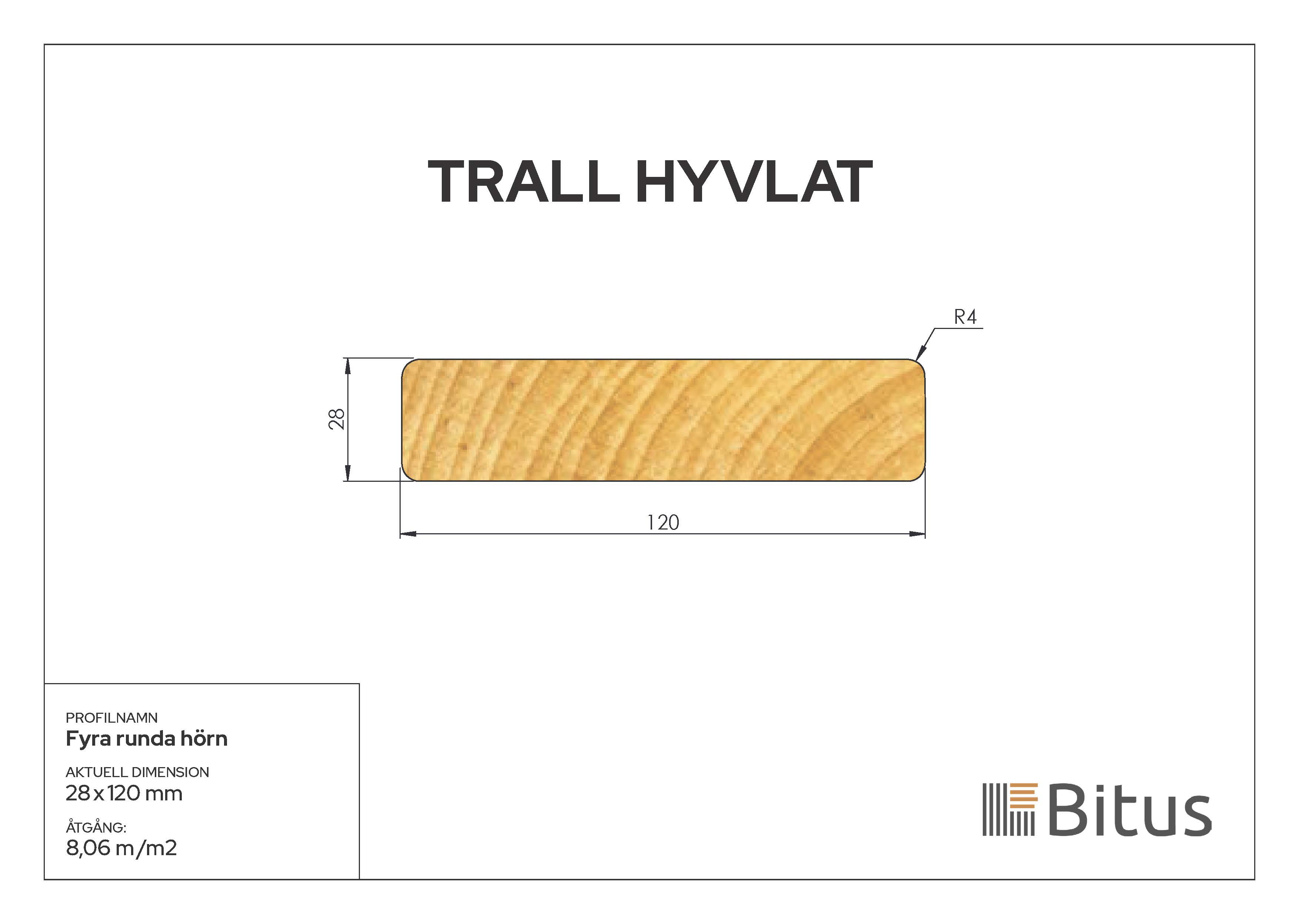 Trall Linax Grå 28x120