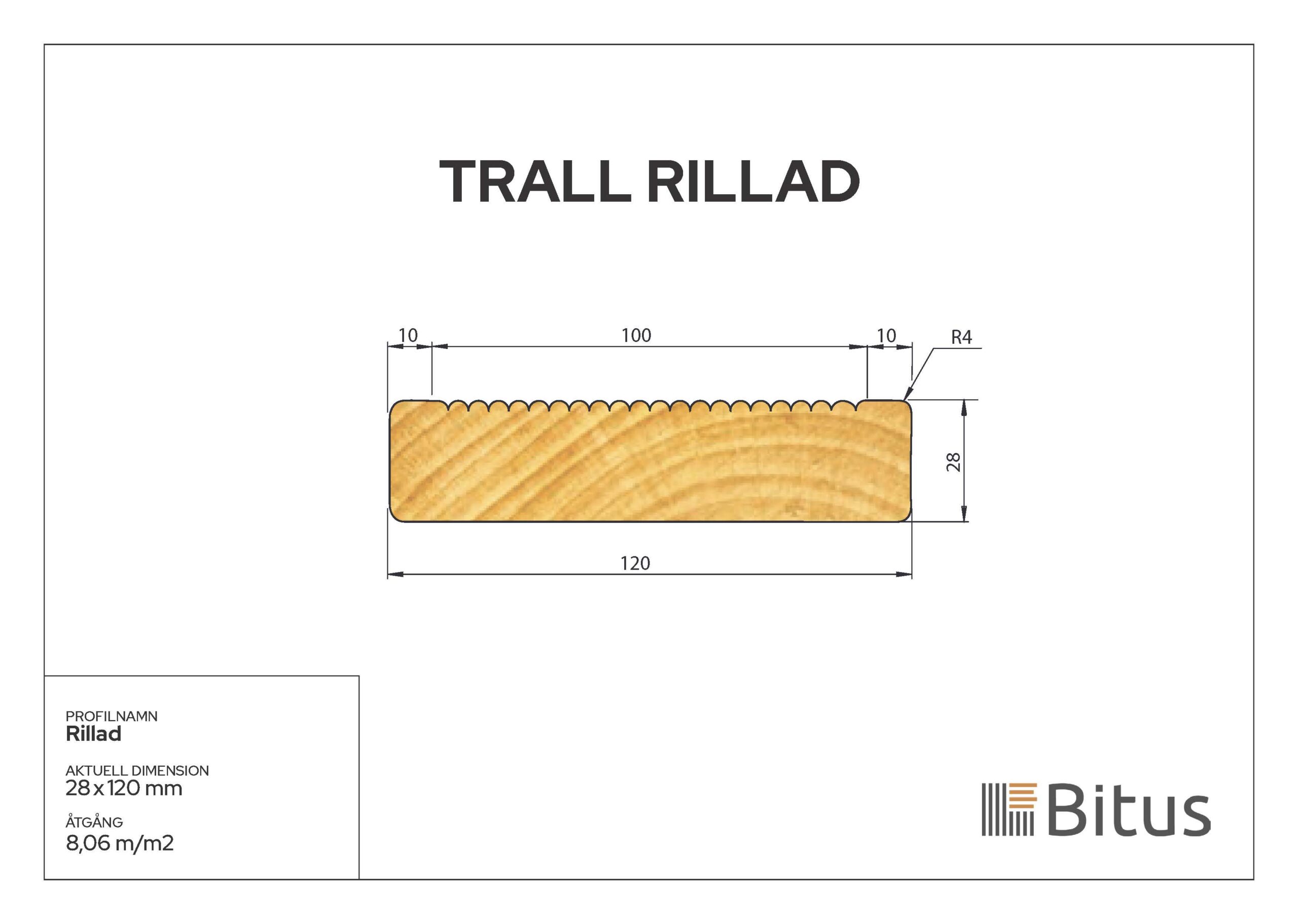 Trall Rillad Linax Grå 28x120 - Bild 2